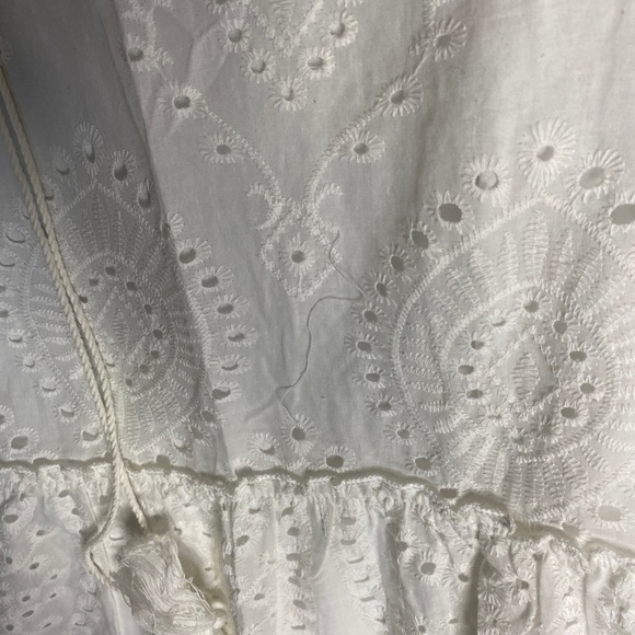 Womens 2XL Eyelet Hole Tiered Dress Long Maxi White peasant Cottagecore - Picture 7 of 12